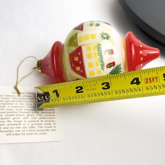 PIER 1 Li Bien Christmas Teardrop Ornament Glass Red Gold Hand Painted w/Box - Picture 6 of 7